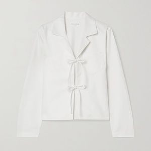 Still Here Havana Tie-front Cotton-twill Shirt